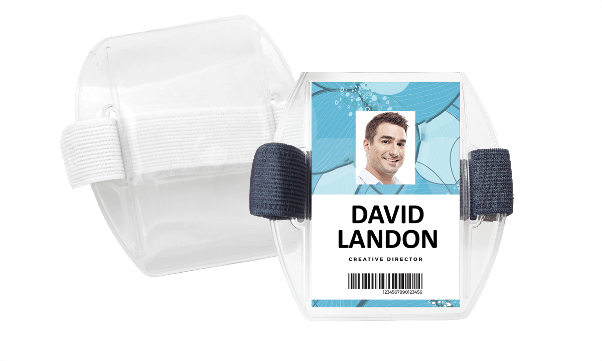Verticale vinyl armband badgehouder